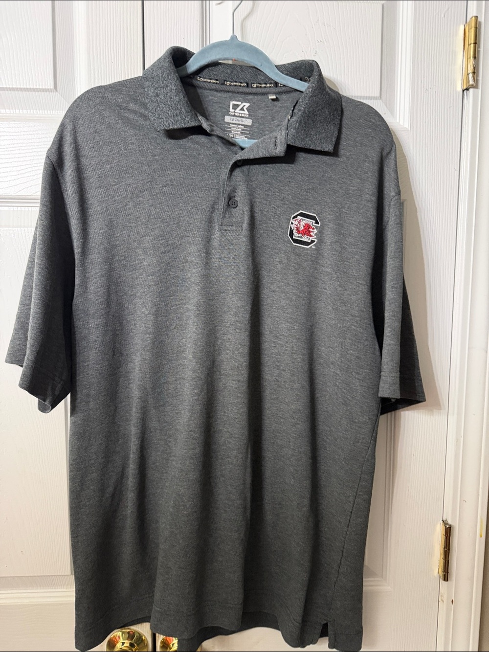 Cutter & Buck CB Drytec Men's Gray Polo Embroidered SC Gamecocks Logo Sz XL NWOT